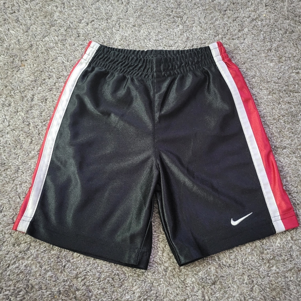 Nike Boy's Black Shorts with Red and White Stripes